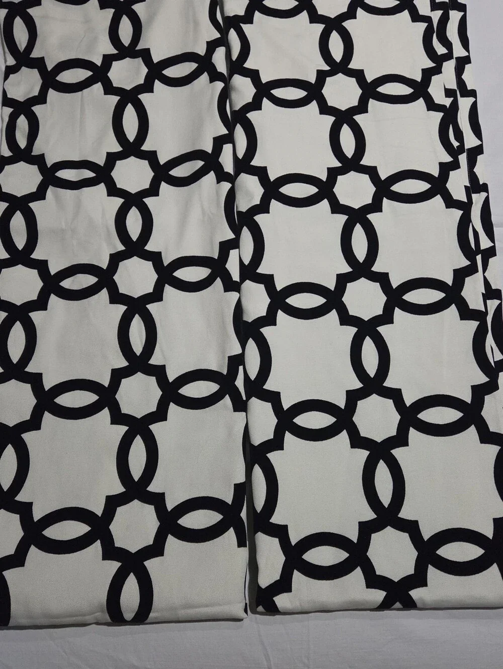 Pier 1 Imports White Black Velvet Arabesque Curtain Panels Set of 2 50